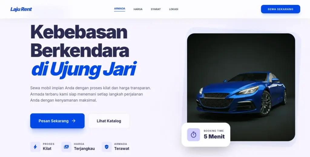 Portofolio Jasa Pembuatan Website Rental Mobil 1